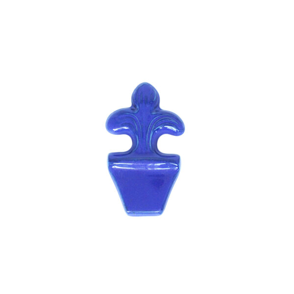 Miniatur-Beetziegel "Lilie" glasiert, Farbe: Blau